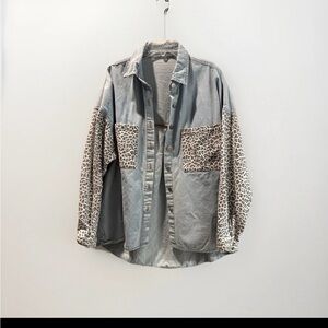 Leopard Print Denim Jacket for Women
